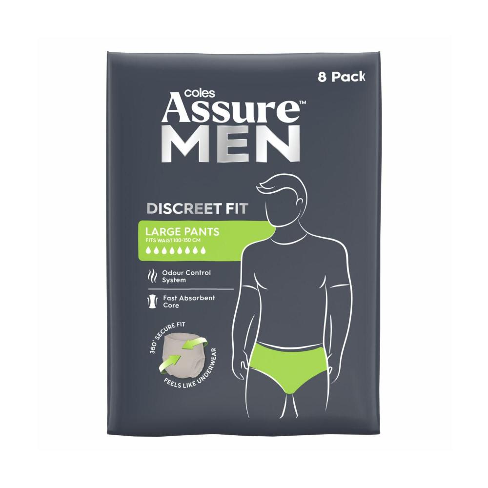 Buy Coles Assure Pants For Men Large 8 pack Coles