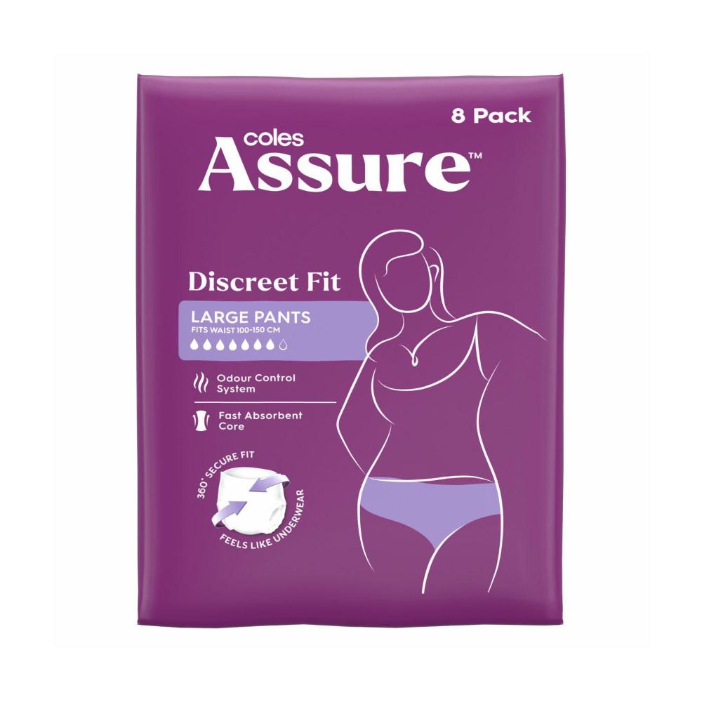Buy Coles Assure Pants For Women Large 8 pack Coles