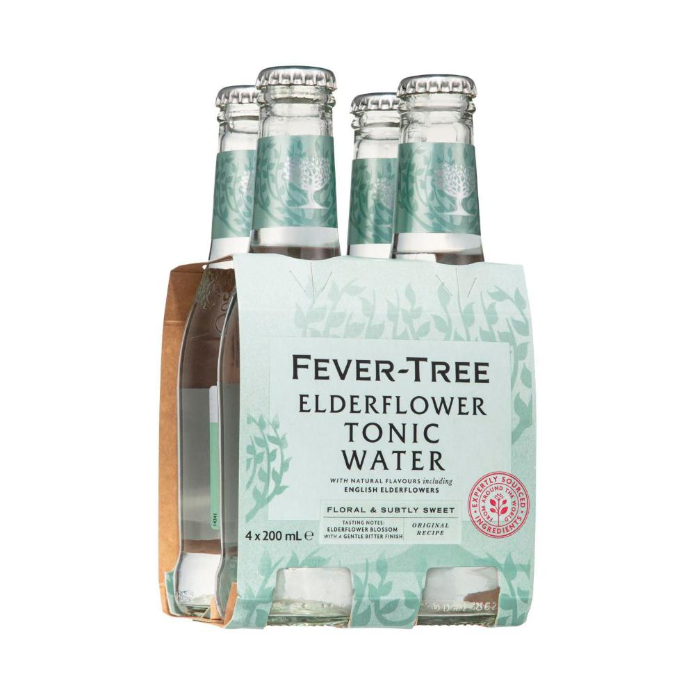 Buy FeverTree Premium Mixers Elderflower Tonic Water 4x200mL 4 pack