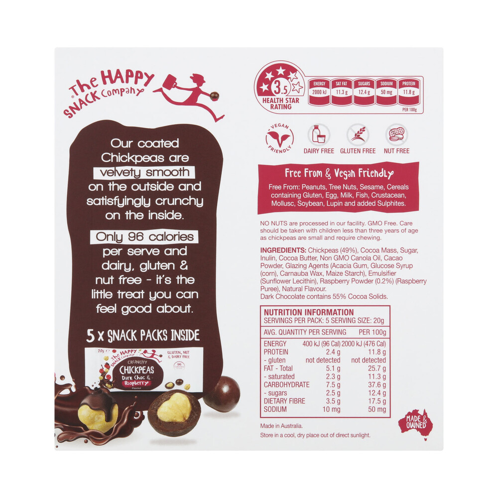 Buy Happy Snack Company Dark Choc & Raspberry Roasted Chickpeas 5