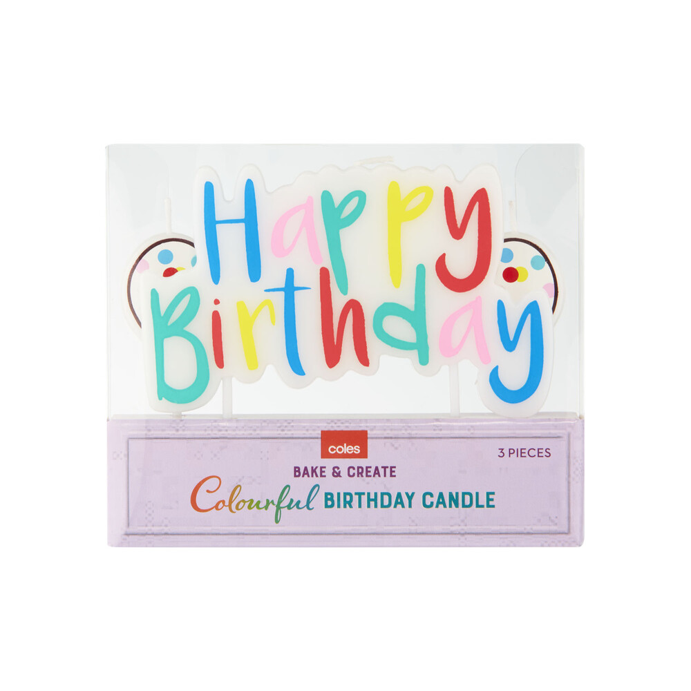 Buy Coles Bake & Create Colourful Birthday Candle 3 piece Coles