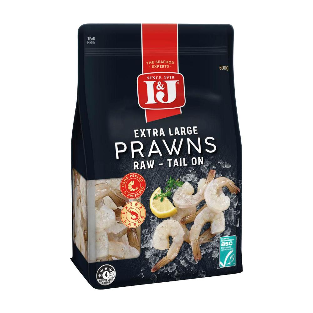 Buy I&J Frozen Raw Prawns Tail On Extra Large 500g Coles