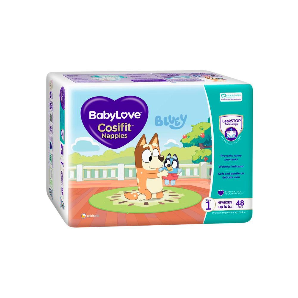Buy Babylove Cosifit Newborn Nappies Size 1 (Up To 5Kg) 48 pack Coles