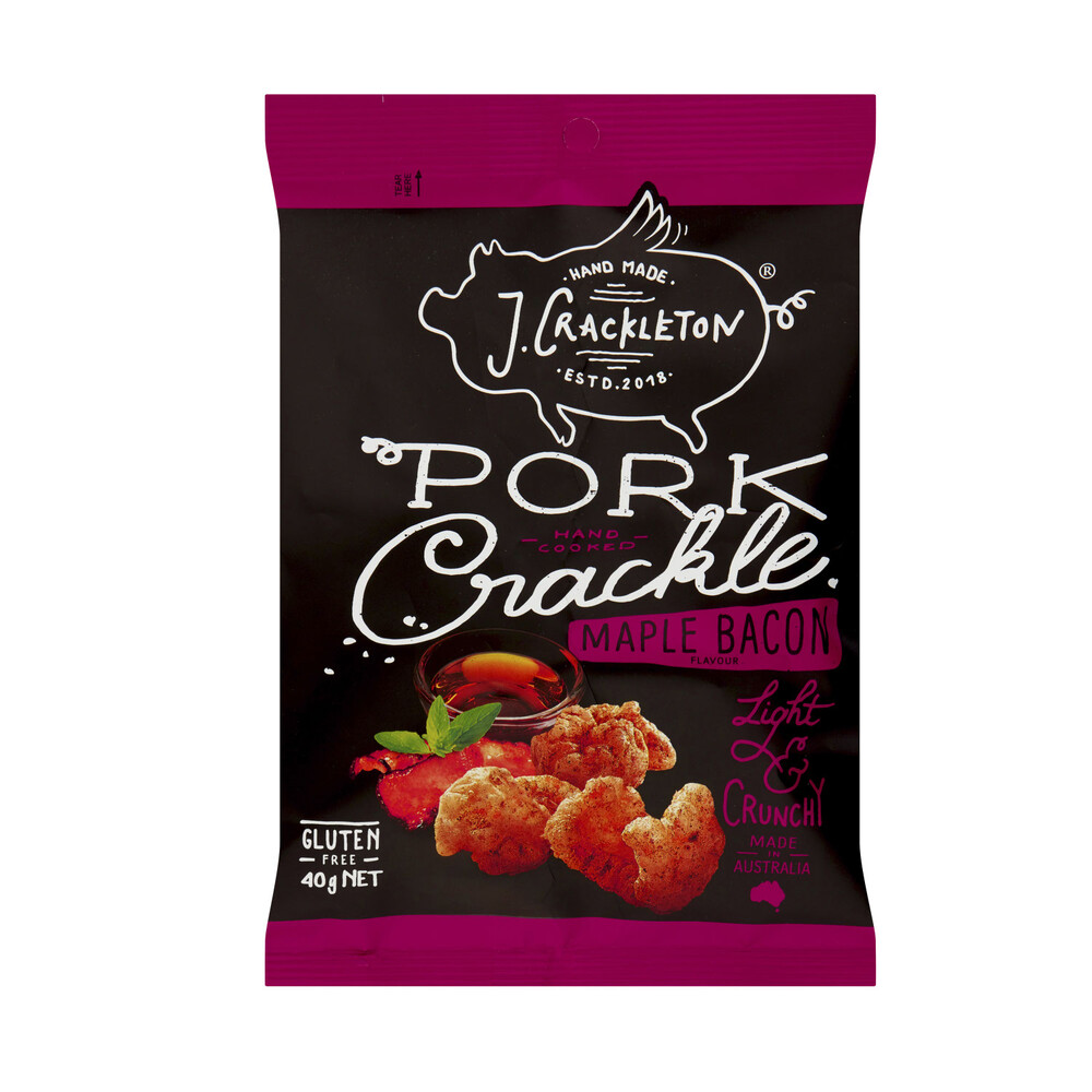 Buy J Crackleton Pork Crackle Maple Bacon 40g | Coles