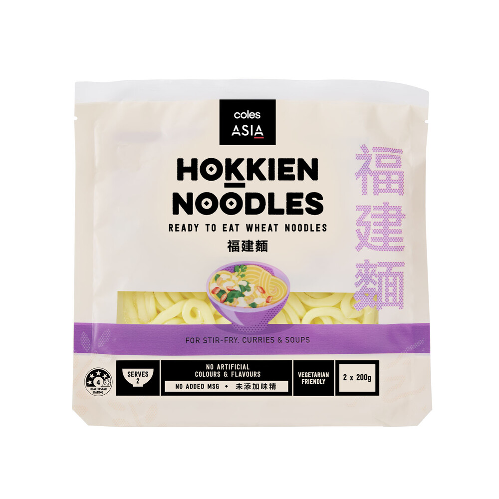 Buy Coles Asia Hokkien Ready to Eat Noodles 2 Pack 400g Coles