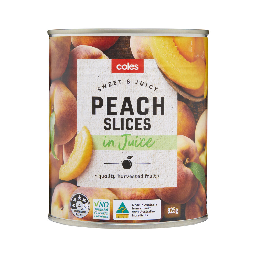 Buy Coles Australian Peach Slices In Juice 825g Coles
