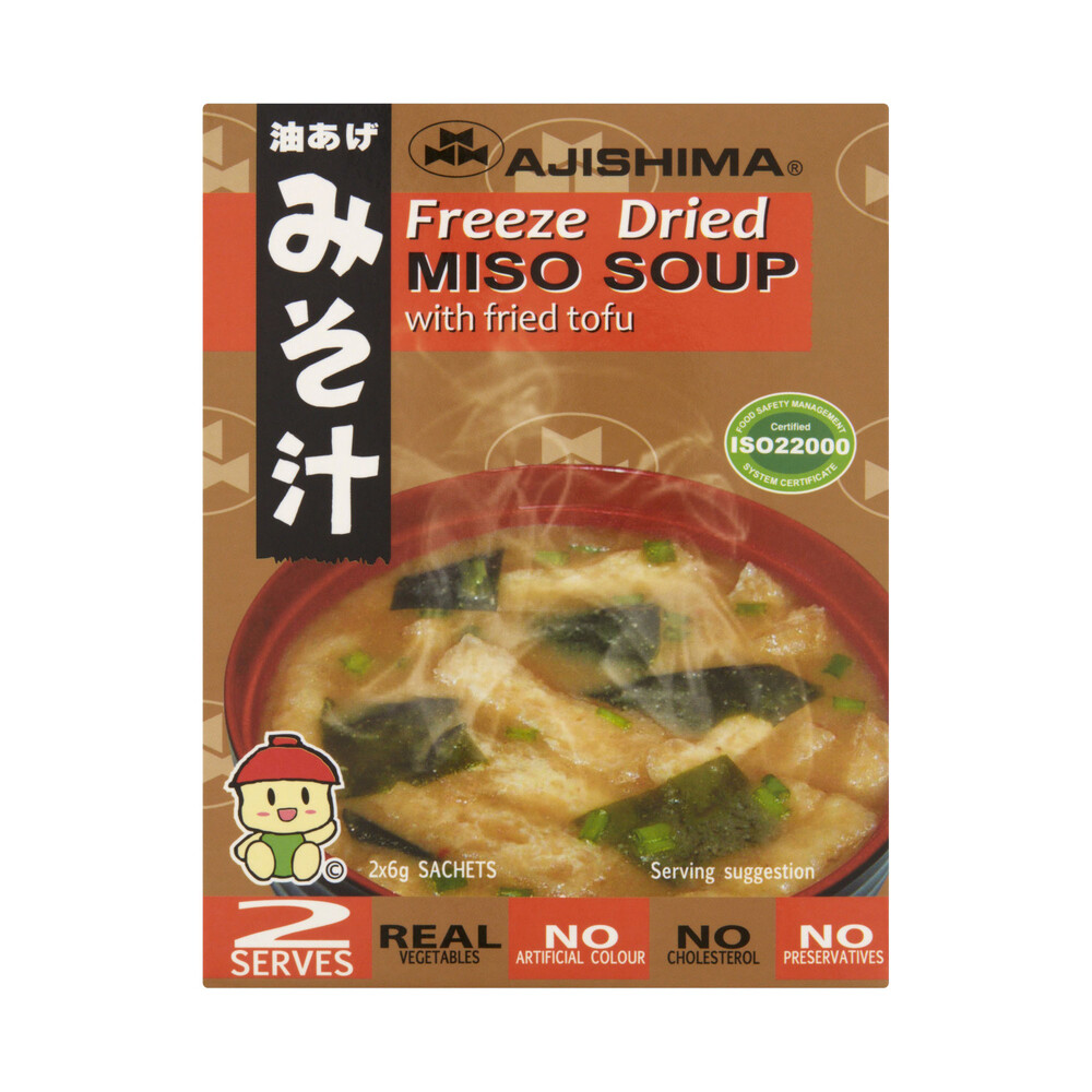 Buy Ajishima Japanese Instant Miso Soup Fried Tofu 2 Pack 12g Coles