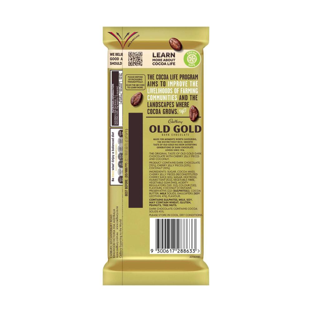 Buy Cadbury Old Gold Cherry Ripe Dark Chocolate Block 180g | Coles