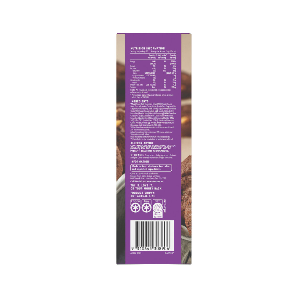 Buy Coles Ultimate 40 Triple Chocolate Chip Cookie 400g Coles