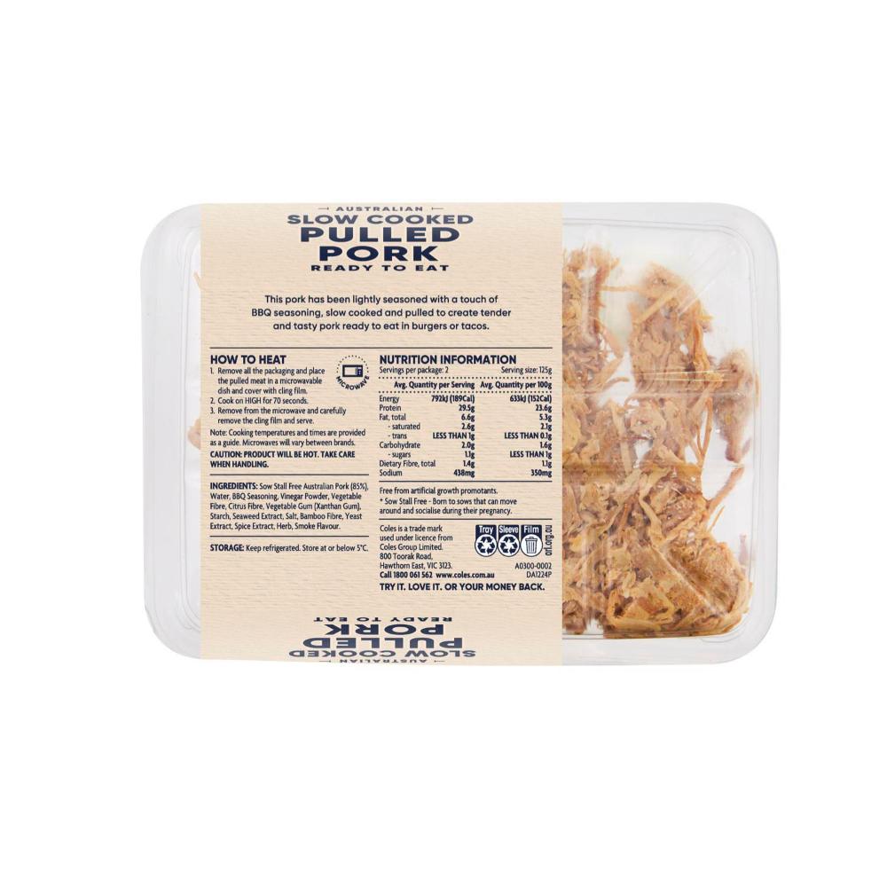 Coles Slow Cooked Pulled Pork | 250g