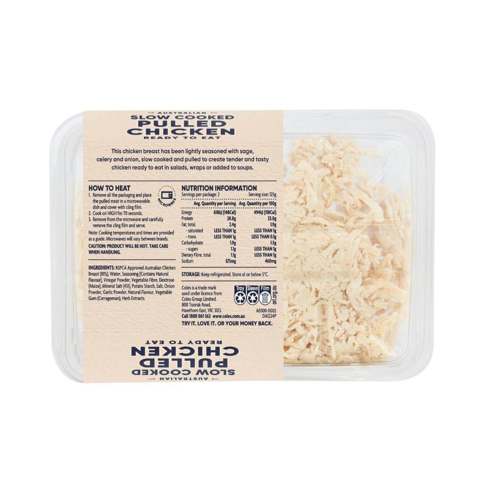 Coles Slow Cooked Pulled Chicken | 250g