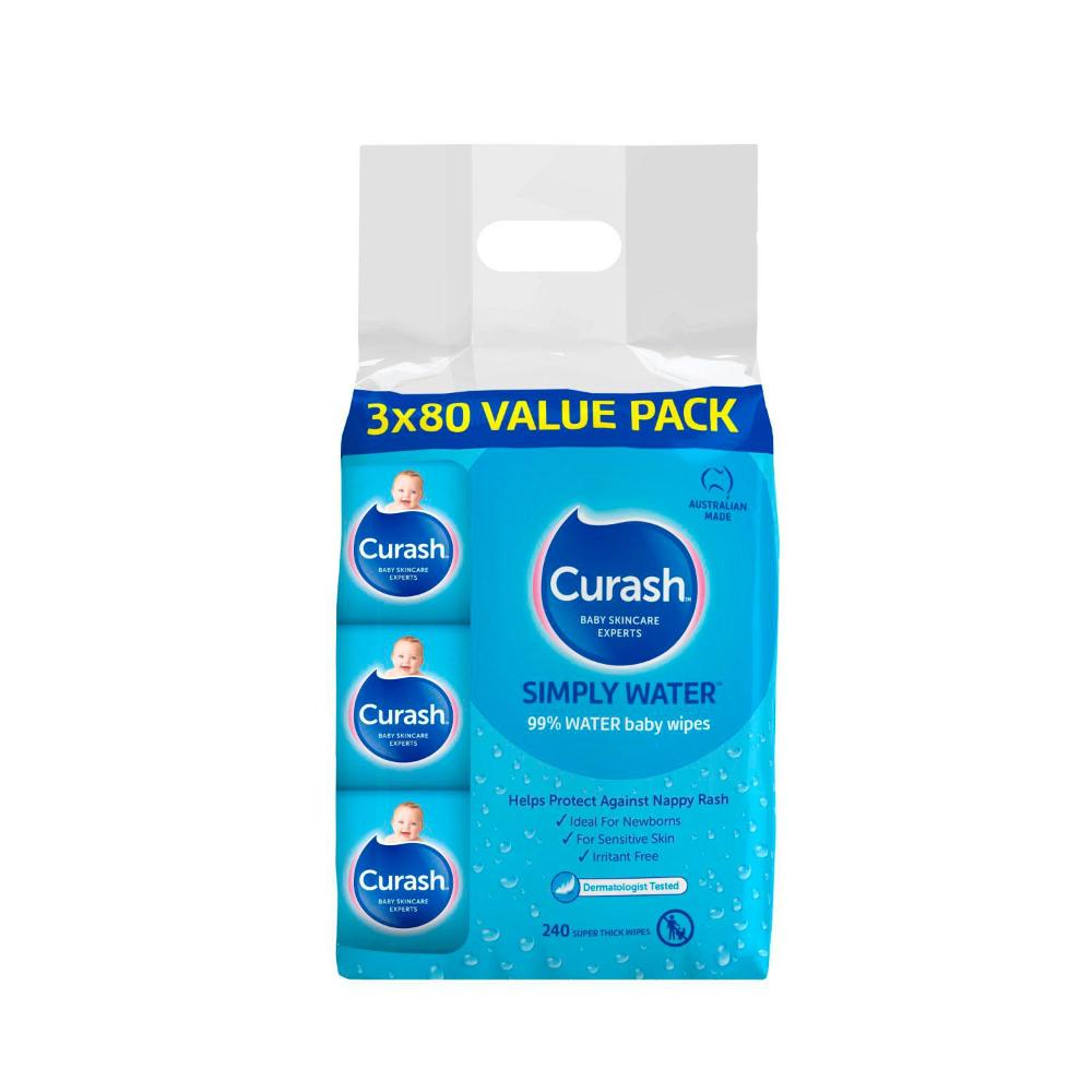 Buy Curash Simply Water Sensitive Skin Baby Wipes 240 pack Coles