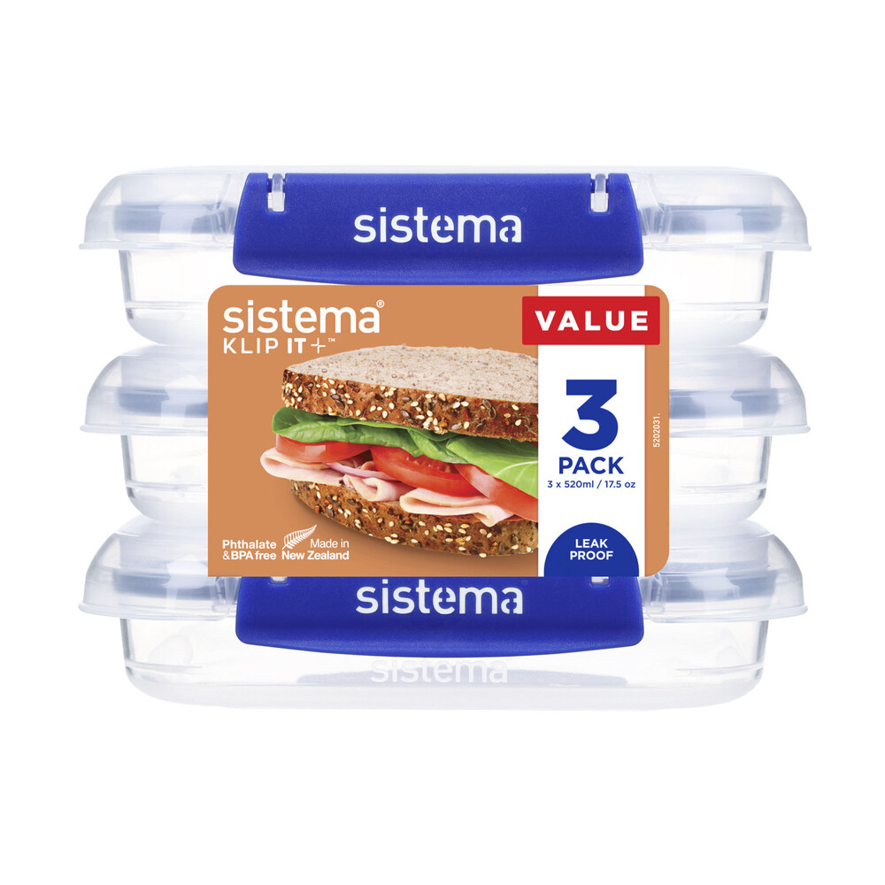 Buy Sistema Plus Square Containers 520ml 3 pack Coles