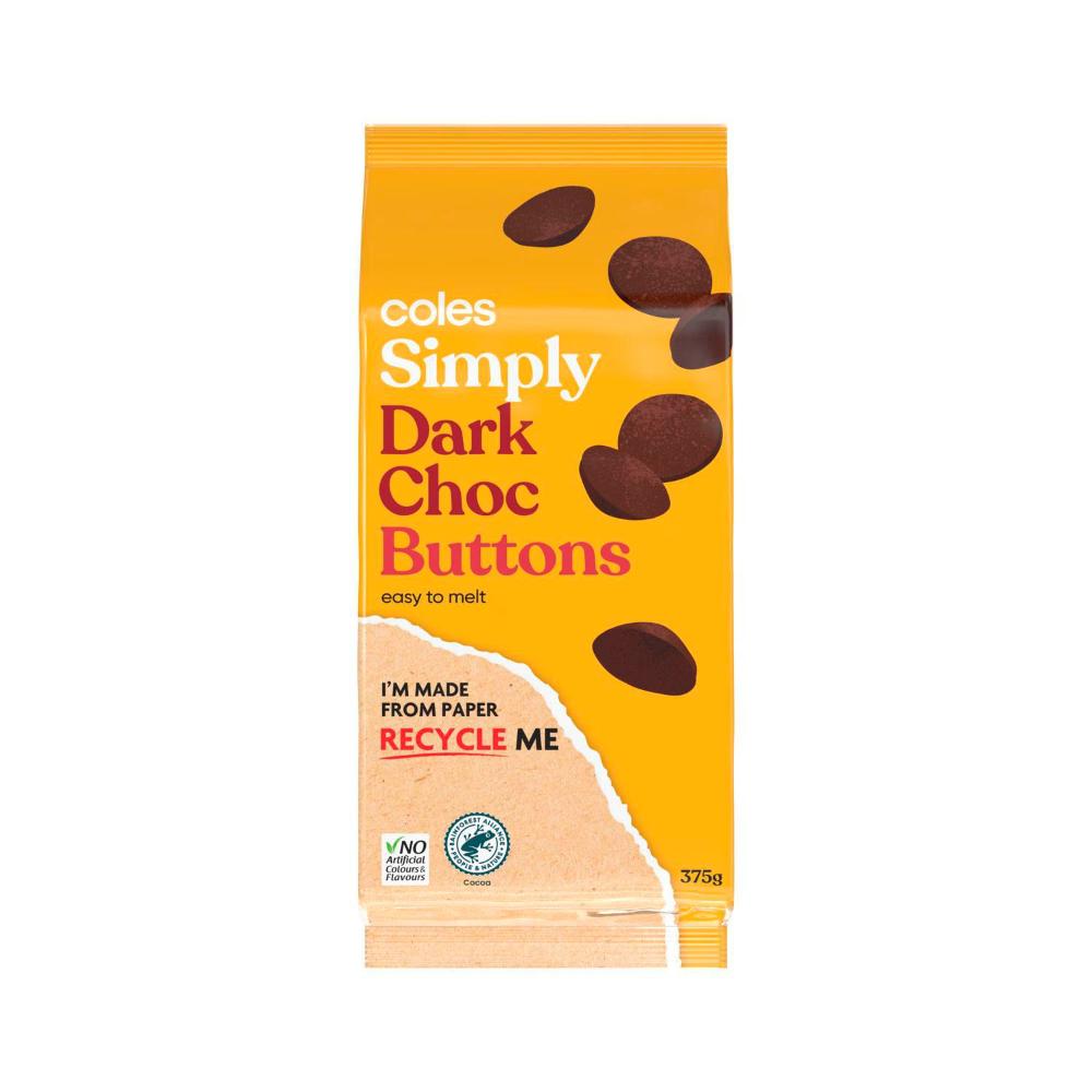 Buy Coles Simply Dark Compound Chocolate Buttons 375g | Coles