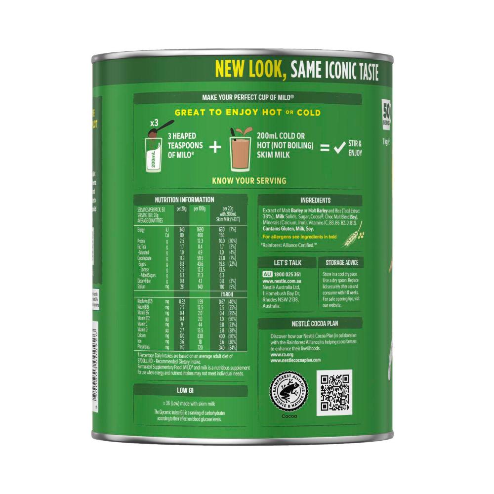 Milo Powder Cold Buy Milo Chocolate Malt Powder Hot Or Cold Drink 1kg | Coles