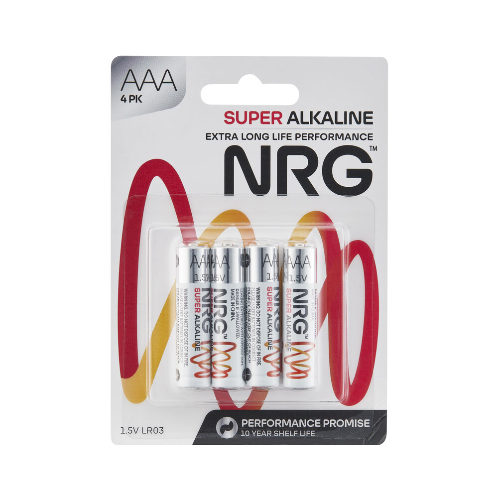 Buy NRG Super Alkaline AAA 4 pack Coles