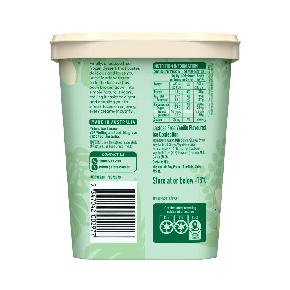 Peters Lactose Free Vanilla Ice Cream | 1.2L