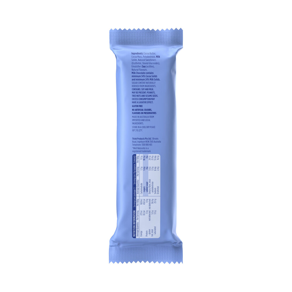 Well Naturally No Sugar Added Milk Chocolate Bar Smooth & Creamy | 45g