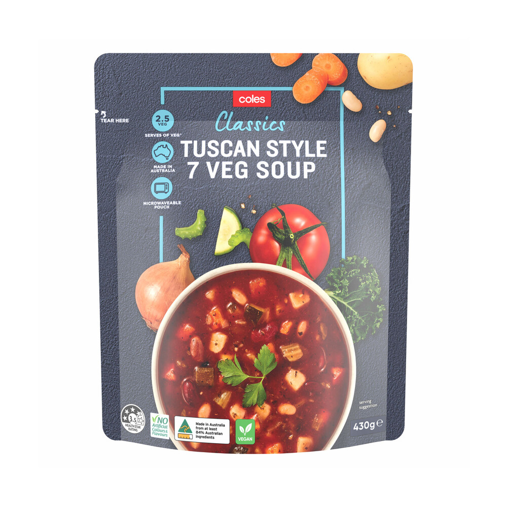 Buy Coles Tuscan Style Veg Soup Bean Soup Pouch 430g Coles