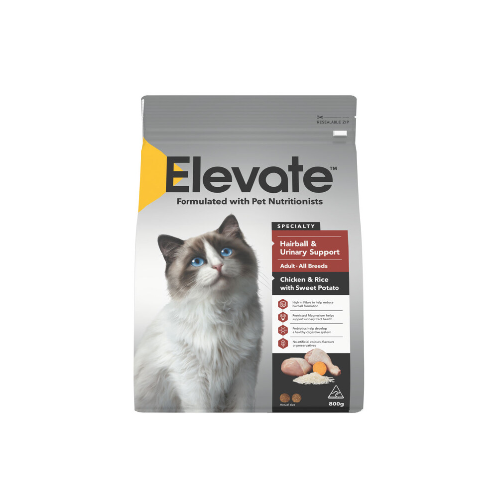 Buy Elevate Dry Cat Food Hairball Chicken 800g Coles