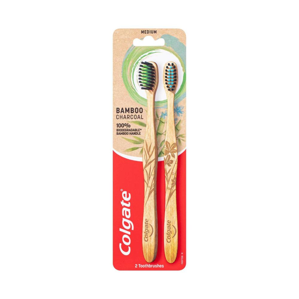 Buy Colgate Bamboo Toothbrush Medium 2 pack Coles