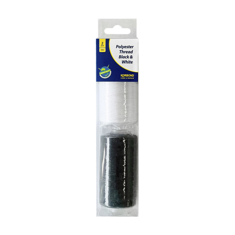 Buy Korbond Polyester Thread Black & White 2 pack Coles