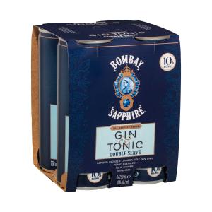Bombay Sapphire Gin & Tonic Double Serve 10% Can 250ml