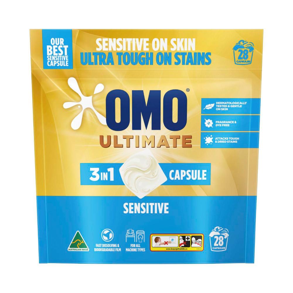 Buy OMO Ultimate 3 In 1 Laundry Capsules Sensitive 28 pack Coles