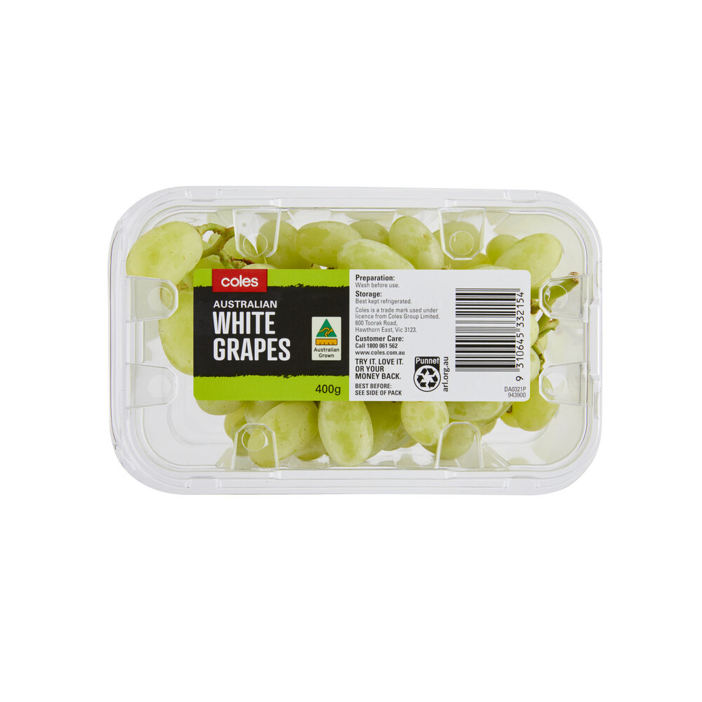 Buy Coles White Seedless Grapes 400g Coles