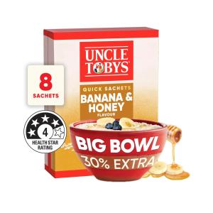 Uncle Tobys Oats Quick Sachets Breakfast Cereal Banana Honey Big Bowl Coles Online