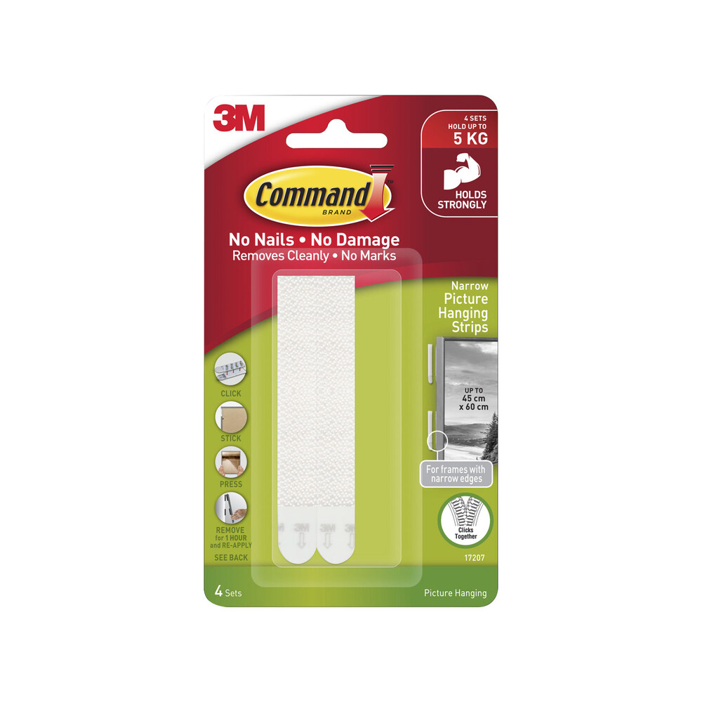 Buy Command Narrow Picture Hanging Strips White 17207 4 pack Coles