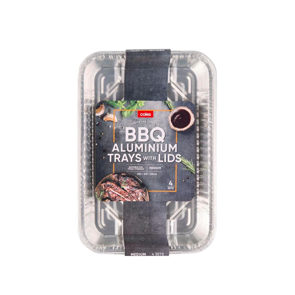 Buy Coles BBQ Aluminium Trays With Lids 4 pack Coles