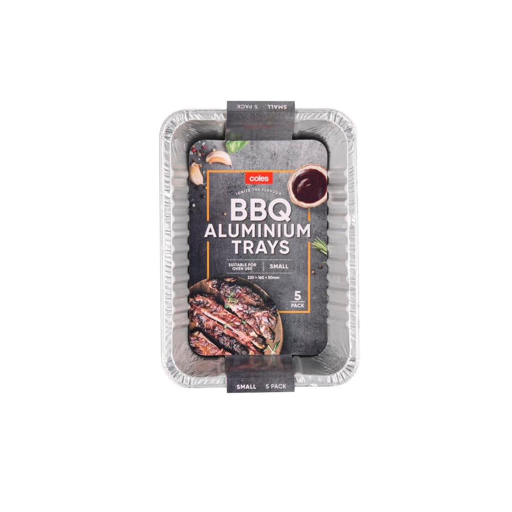 Buy Coles BBQ Aluminium Small Trays 5 pack Coles