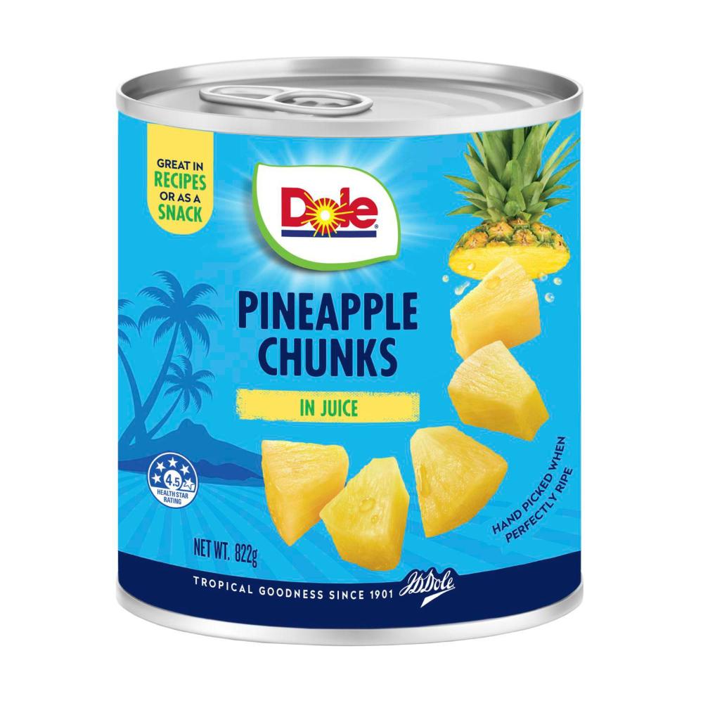 Buy Dole Pineapple Chunks In Juice 822g Coles