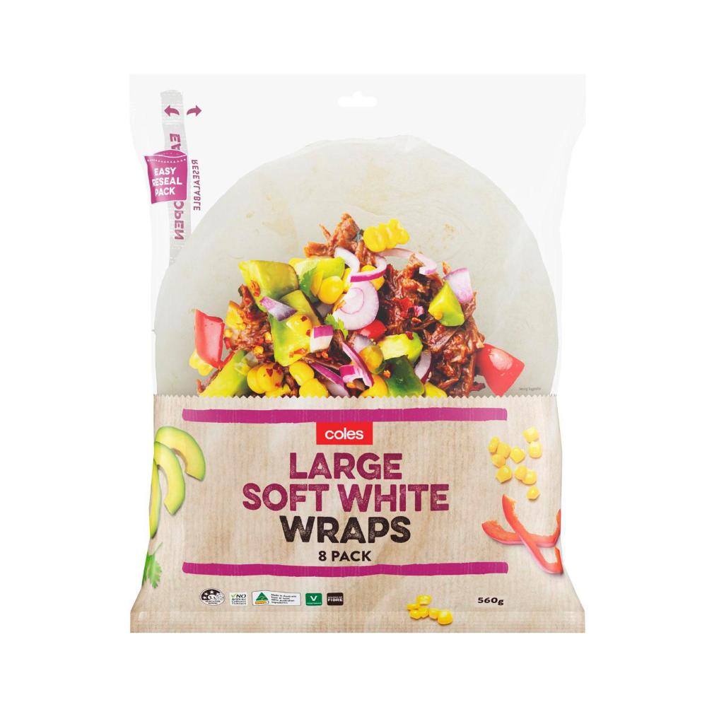 Buy Coles White Large Jumbo Wraps 8 Pack 560g Coles