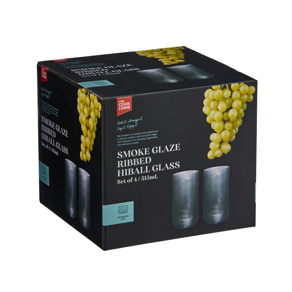 Buy Cook & Dine Ribbed Hiball Glasses 4 pack Coles