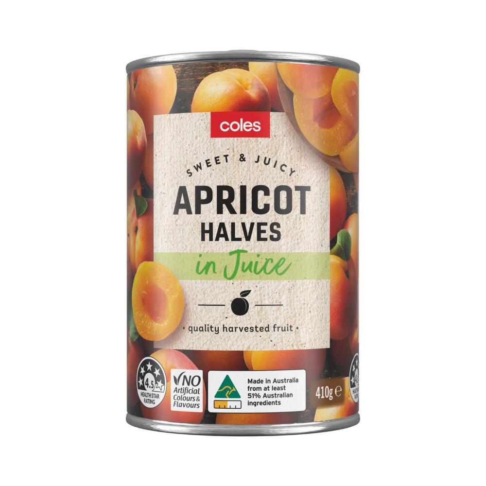 Buy Coles Australian Apricot Halves In Juice 410g | Coles