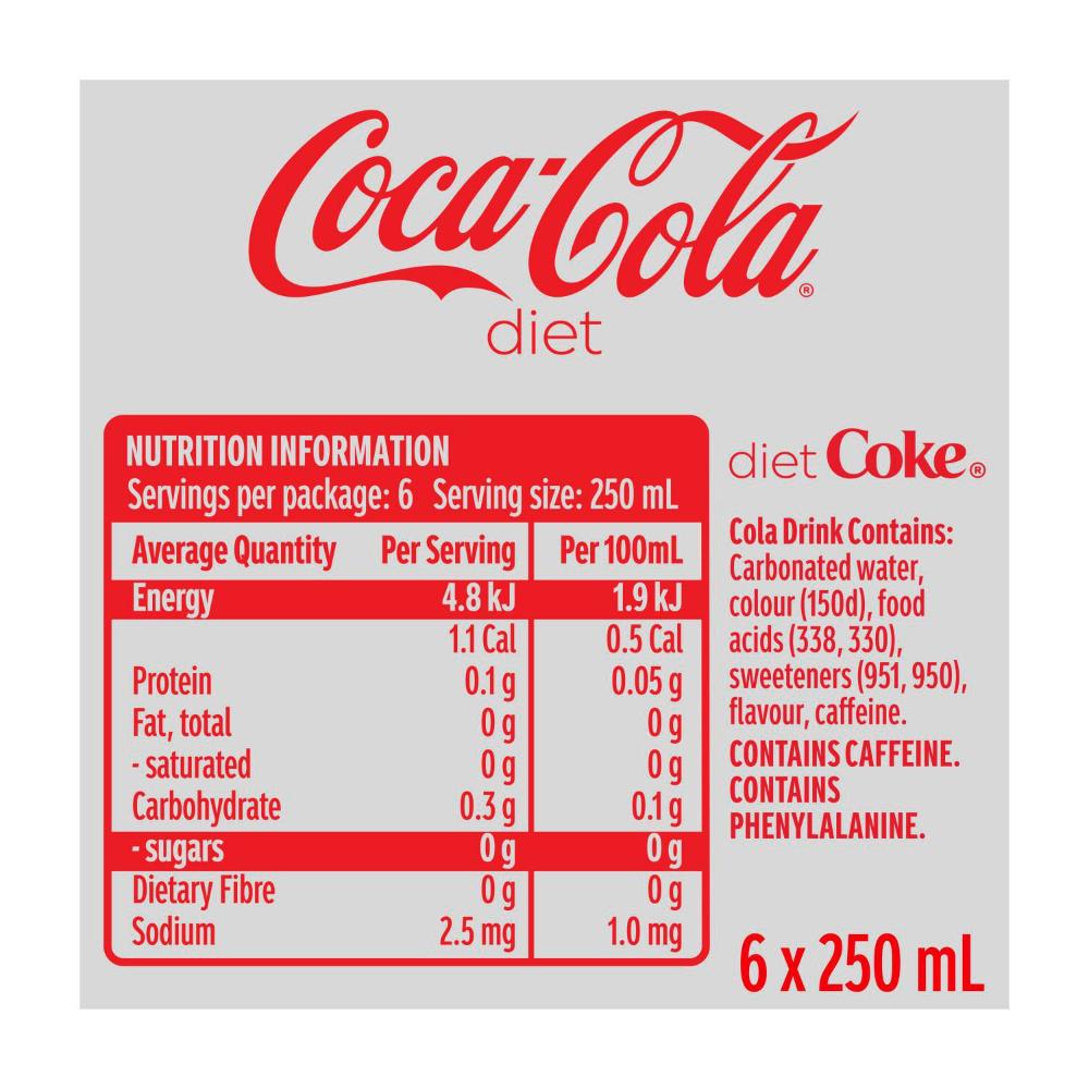 Coca-Cola Diet Soft Drink 6x250mL | 6 pack