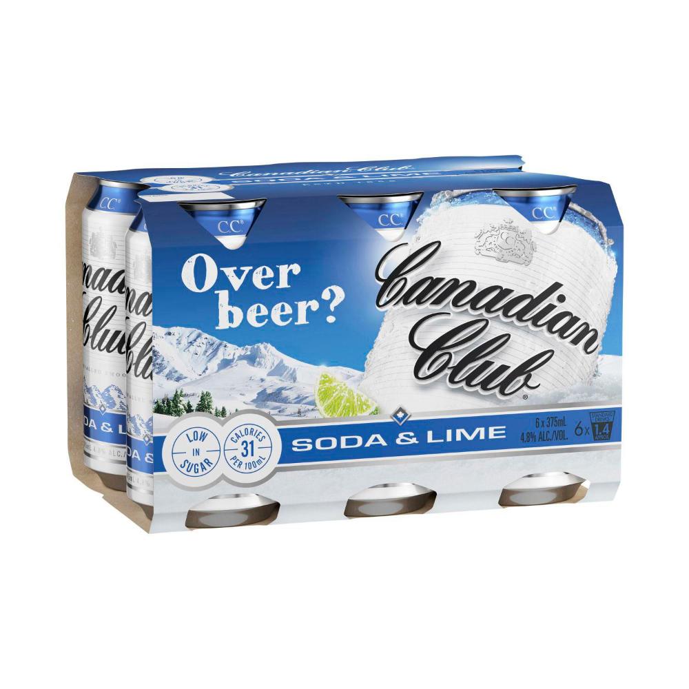 Buy Canadian Club Soda & Lime Can 375mL 6 Pack Coles