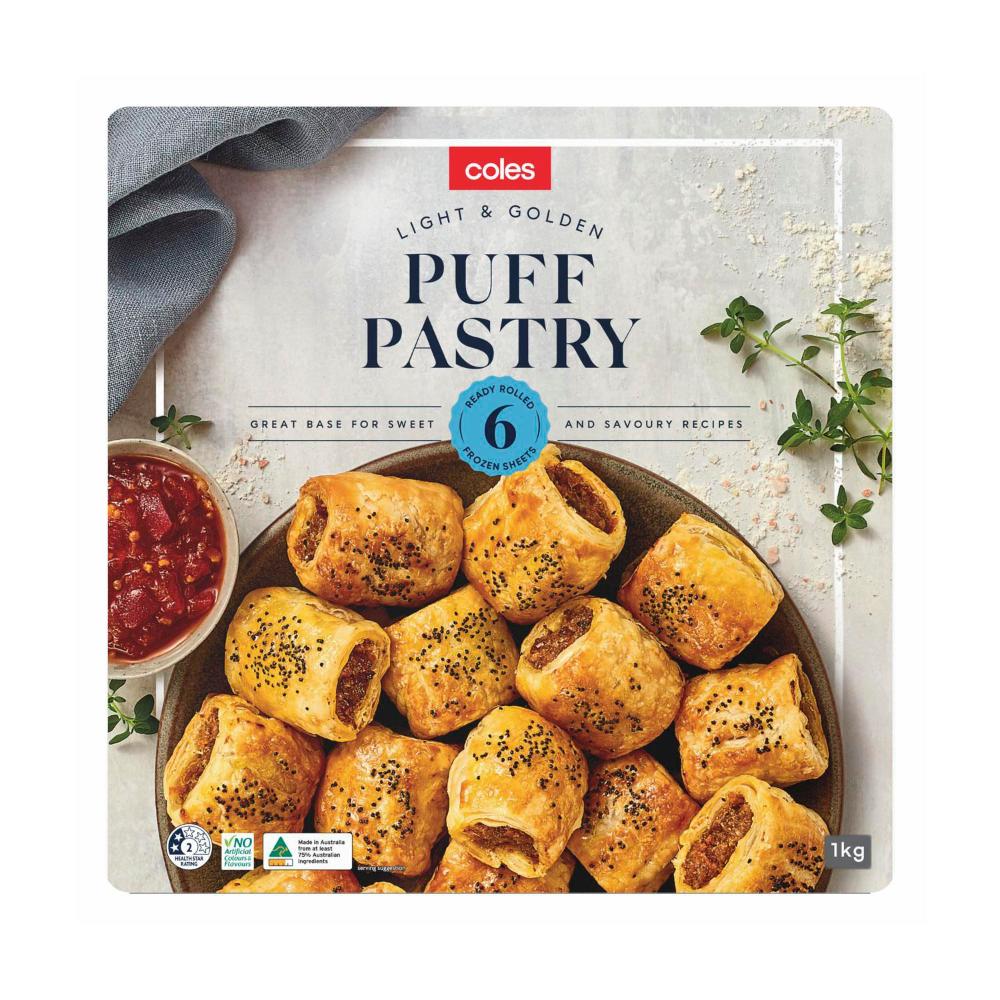 Buy Coles Frozen Puff Pastry 6 Sheets 1 kg Coles