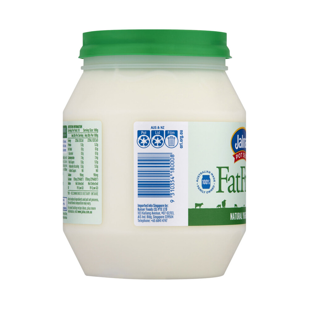 Jalna Pot Set Fat Free Natural Yoghurt | 1kg