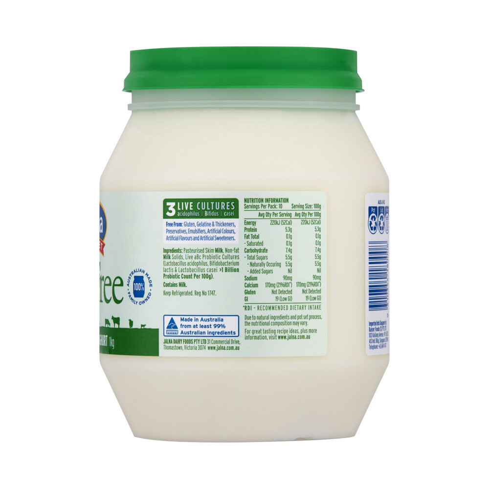 Jalna Pot Set Fat Free Natural Yoghurt | 1kg