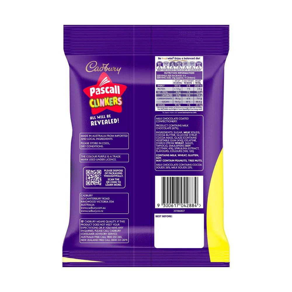 Cadbury Pascall Chocolate Coated Clinkers Lollies | 160g