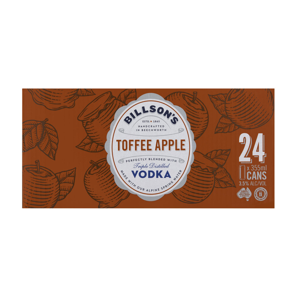 Buy Billson's Toffee Apple Vodka Mixed Drink 355mL 24 Pack Coles