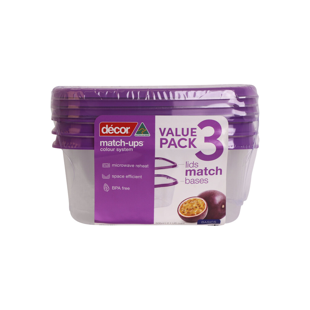 Buy Decor Match Ups Containers 500mL 3 pack Coles