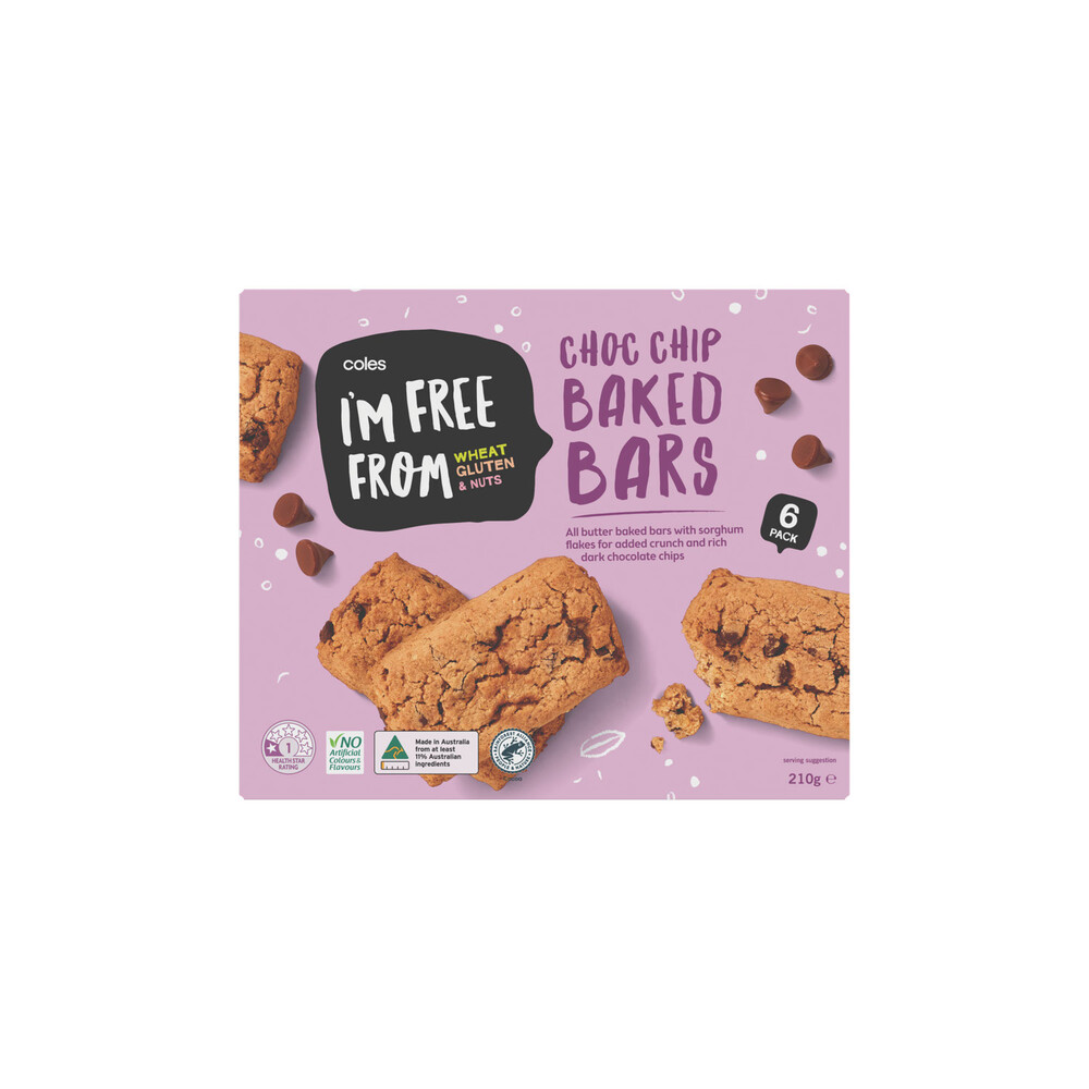 Buy Coles I'M Free From Bakes Chocolate Chip 6 Pack 210g Coles