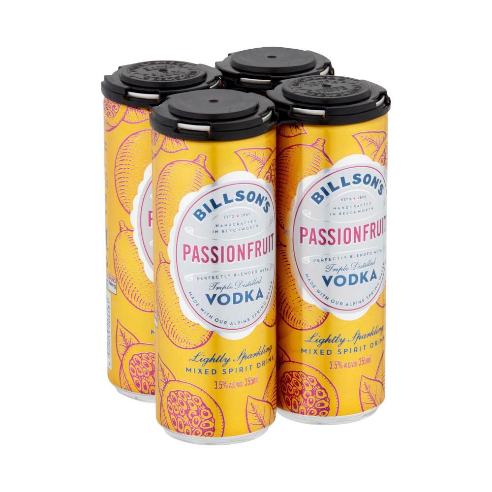 Buy Billson's Passionfruit Vodka Mixed Drink Can 355mL 4 Pack Coles