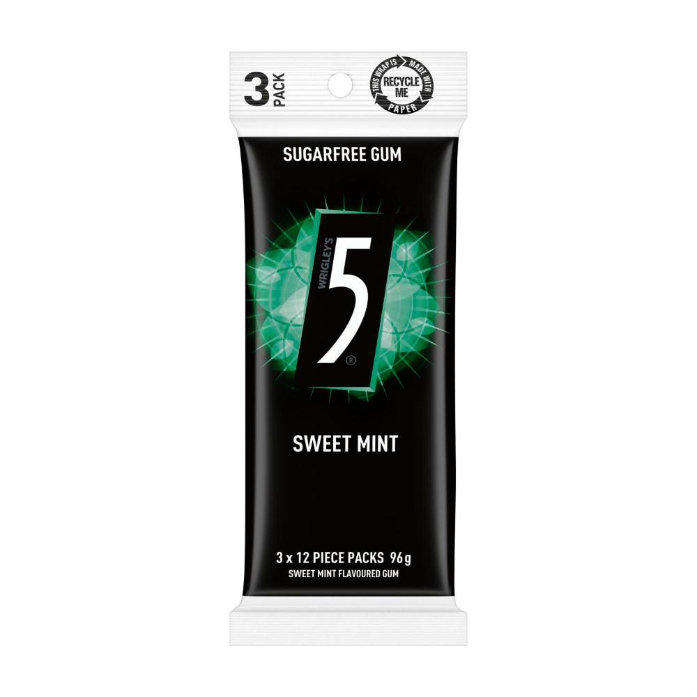 Buy 5 Gum Sweet Mint Sugar Free Chewing Gum 3 Pack 96g Coles