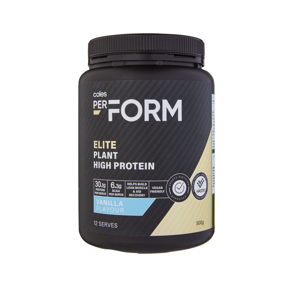 Buy Coles Perform Elite Plant High Protein Powder Vanilla 500g Coles