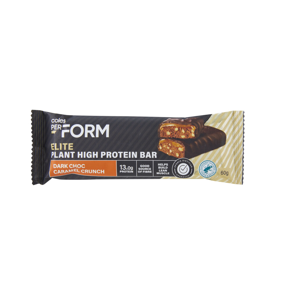 Buy Coles Perform Elite Plant High Protein Bar Dark Chocolate Caramel
